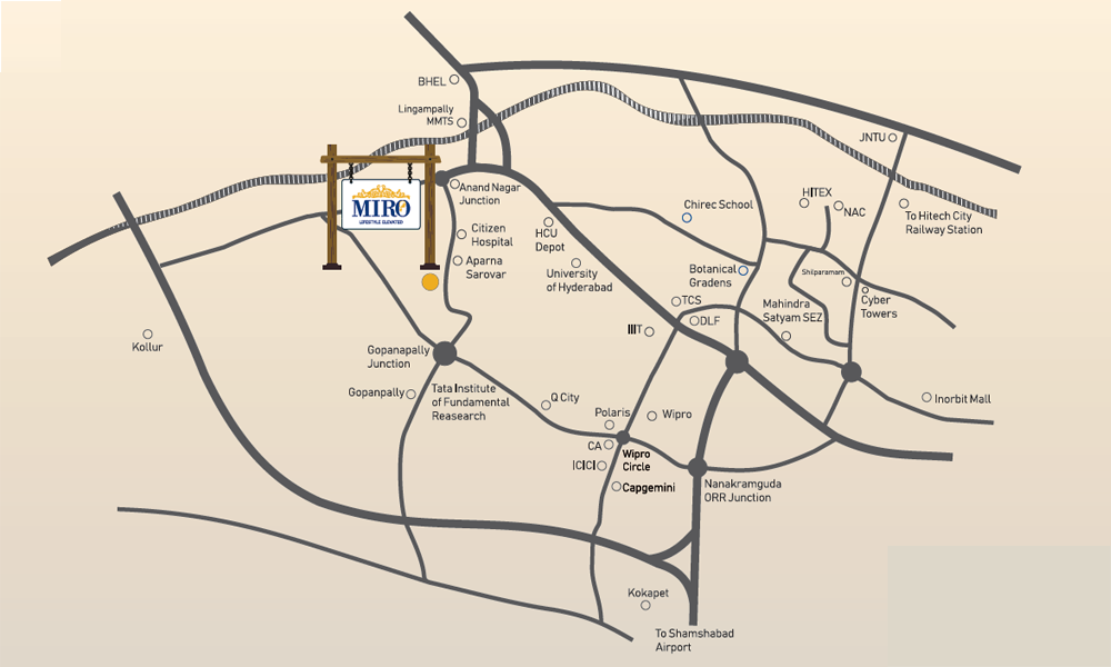 Aakriti Miro Location Map Image