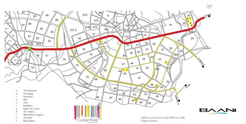 Baani Center Point Location Map Image