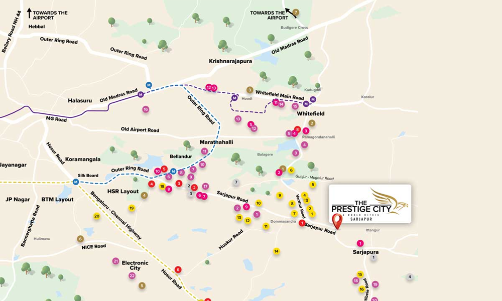 Prestige Aspen Greens Location Map Image