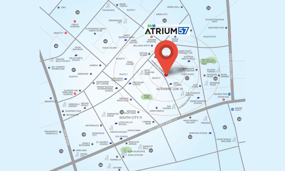 M3M Atrium 57 Location Map Image