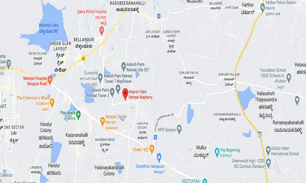 Adarsh Palm Retreat Mayberry Location Map Image