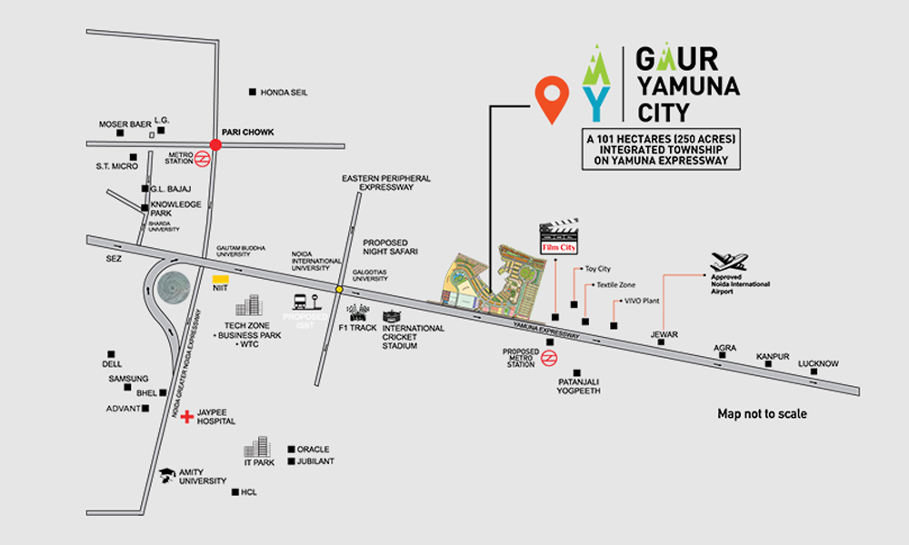 Gaur Yamuna City Aero Villas Location Map Image