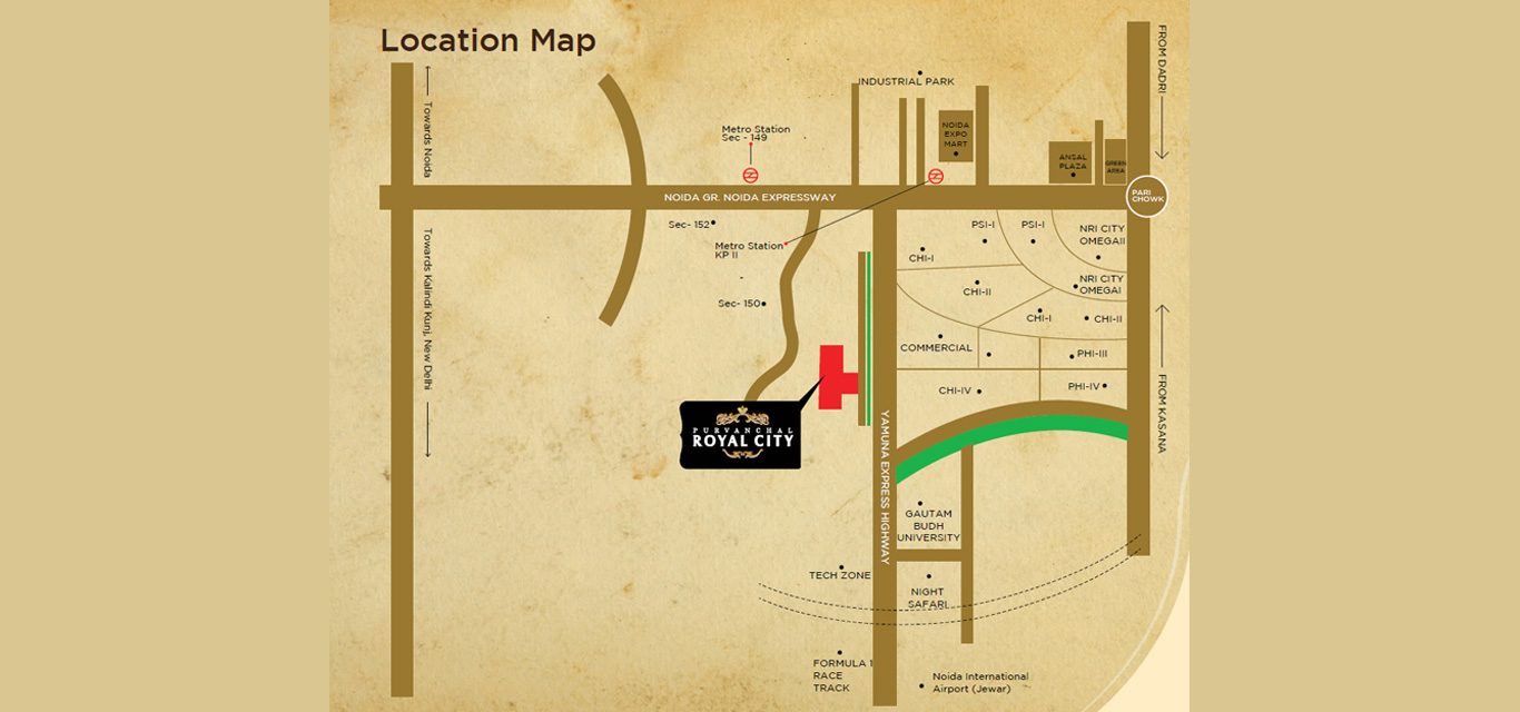 Purvanchal Royal City Location Map Image