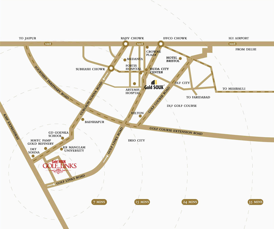 Gold Souk Golf Links Location Map Image
