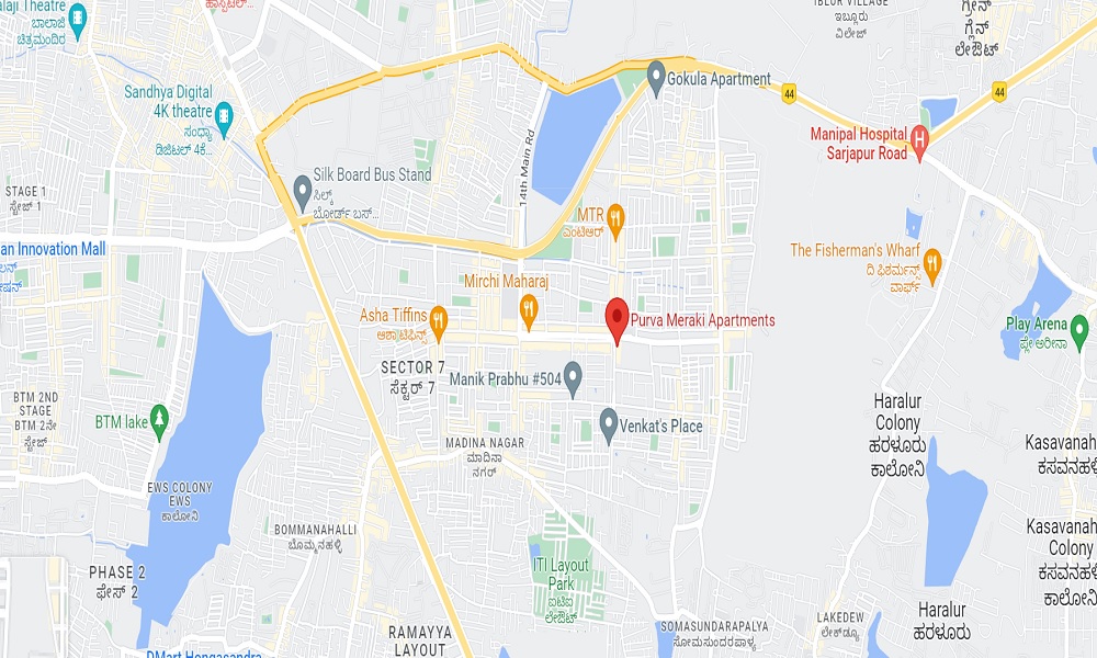 Purva Meraki HSR layout Location Map Image