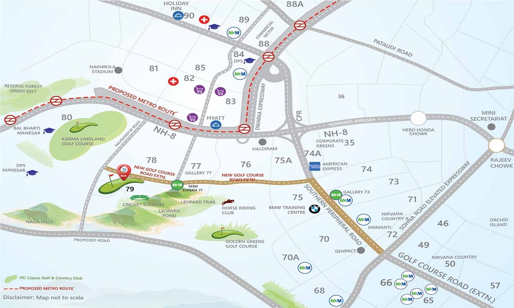 M3M Golf Hills Location Map Image