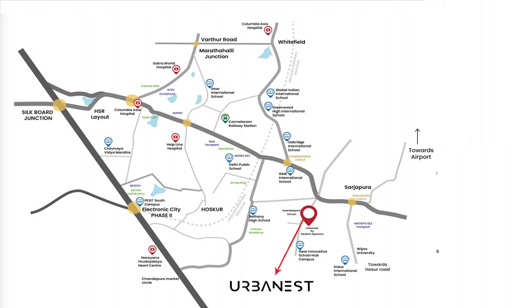 Urbanest by Modern Spaaces Location Map Image