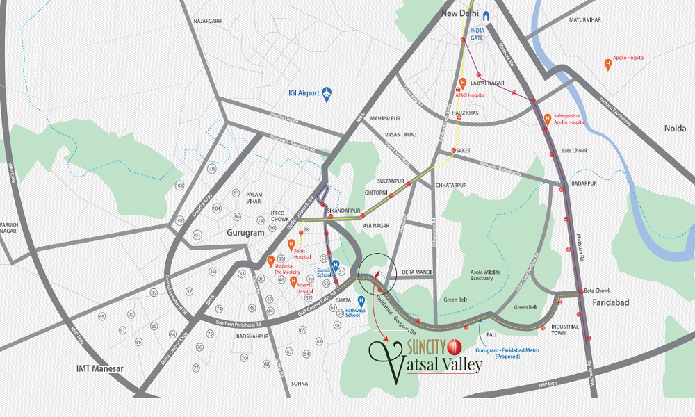 Suncity Vatsal Valley Location Map Image