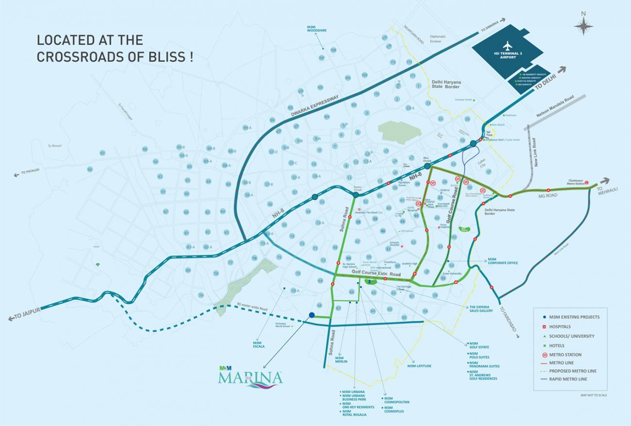 M3M Marina Location Map Image