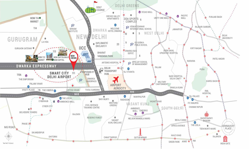 M3M Crown Location Map Image