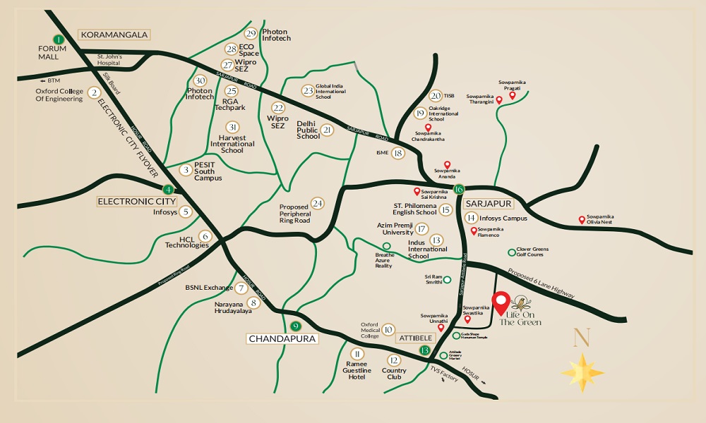 Sowparnika Life On The Green Location Map Image