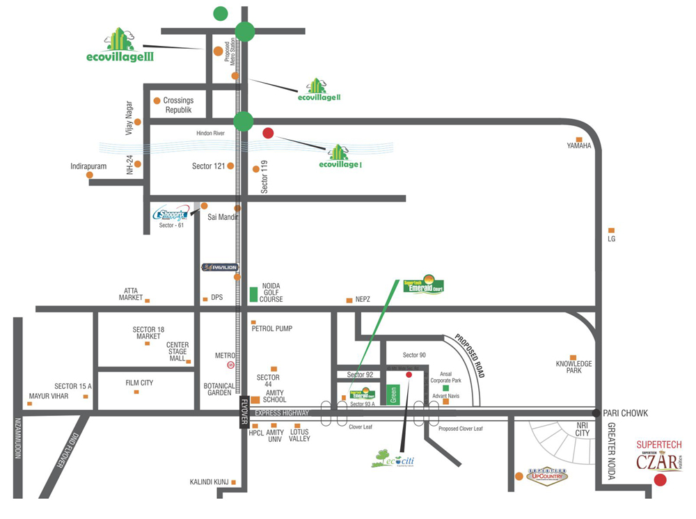 Supertech Eco Village III Location Map Image