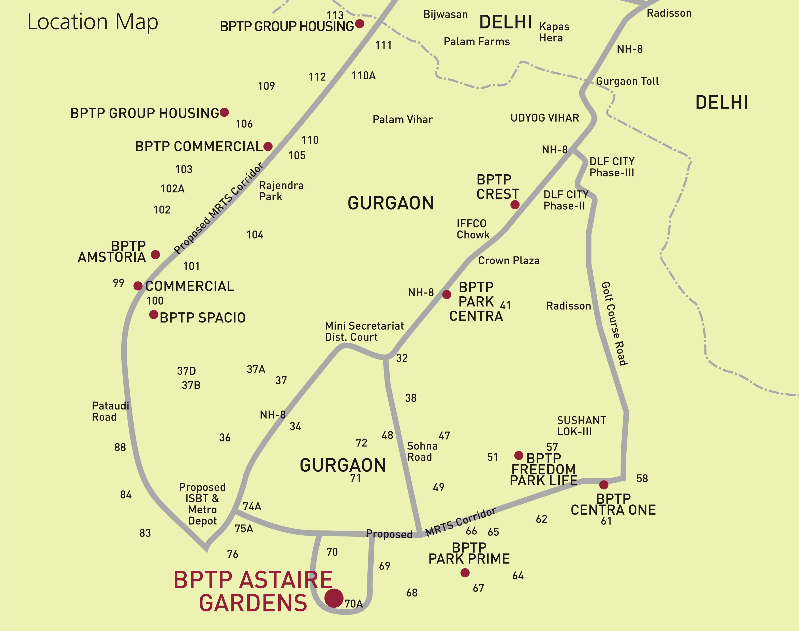 BPTP Astaire Gardens Location Map Image
