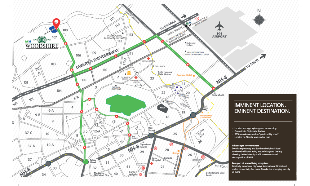 M3M Woodshire Location Map Image