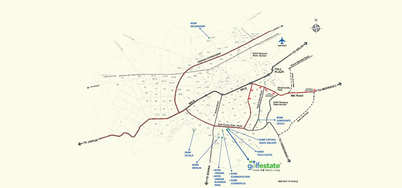 M3M Golfestate Location Map Image